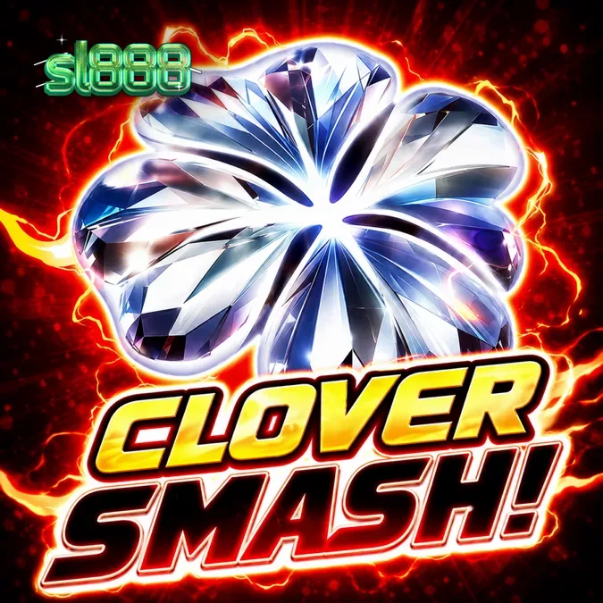 Tampilan visual slot Clover Smash dengan latar belakang gelap dan simbol semanggi yang bersinar.